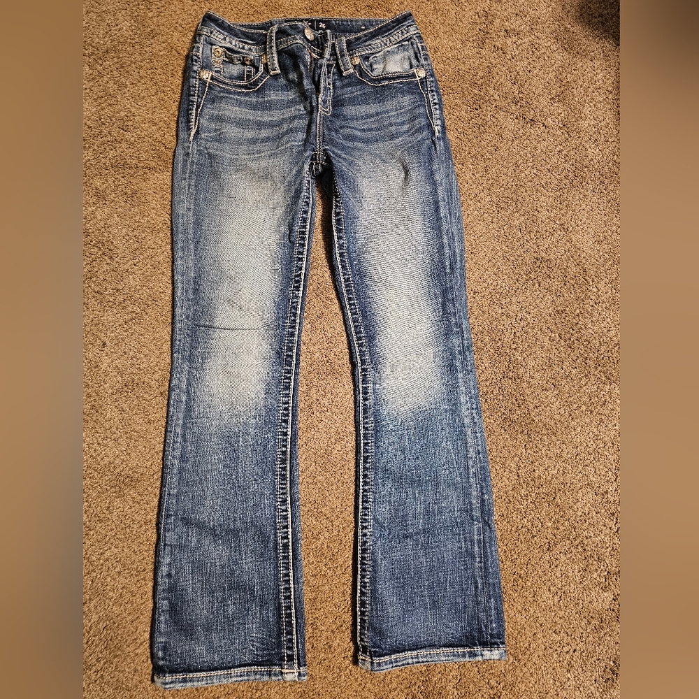 Miss Me Blue Boot Cut Jeans Vintage Wash